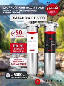 Двухступенчатый фильтр для очистки и обезжелезивания скважинной воды ТИТАНОФ СТ 6000 Big-blue 20 042